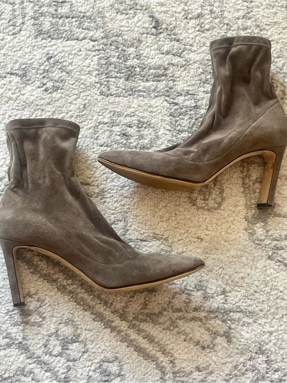 Jimmy Choo Grey Suede Pointed-Toe Stiletto Sock Bootsn